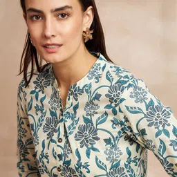 all about you Floral Printed Straight Pure Cotton Kurta-image-35