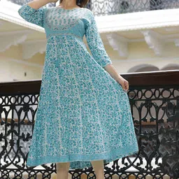 KALINI Ethnic Motifs Printed Three-Quarter Sleeves Gotta Patti Anarkali Kurta image 2