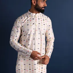 Lightpole Men Quirky Thread Work Handloom Pathani Kurta image 5