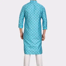 SHIWAM ETHNIX Men Abstract Printed Silk Kurta image 5