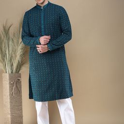 Anouk Floral Embroidered Sequins Mandarin Collar A-Line Kurta-4
