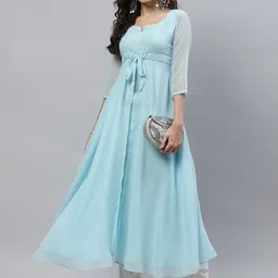 KALINI Geometric Self Design Georgette A-Line Kurta image 5