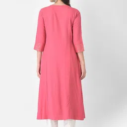 Span Ethnic Motifs Yoke Design Sequinned A-Line Kurta image 2