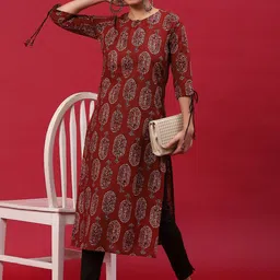Anouk Ethnic Motifs Printed Cotton Straight Kurta-10