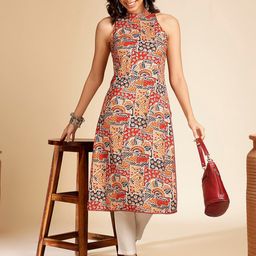 Anouk Geometric Printed Halter Neck Straight Kurta-36