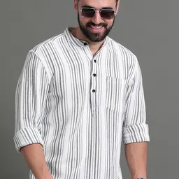 HERE&NOW Striped Cotton Short Kurta-35