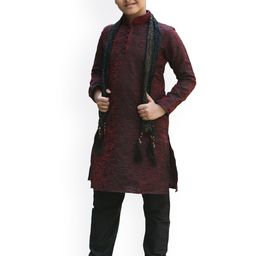 Manyavar Boys Embroidered Kurta With Churidar-image-43