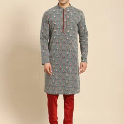 Amodh by Kisah Men Ethnic Motifs Printed Kurta with Churidar-image-11