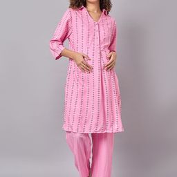 Mine4Nine Printed Regular Maternity Kurta with Palazzos-picture-29