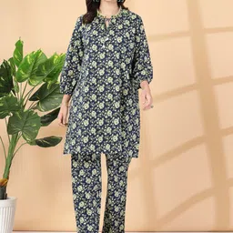 Nayam By Lakshita Floral Printed Regular Chanderi Cotton Kurta with Palazzos-20