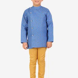 Superminis Boys Mandarin Collar Ethnic Motifs Printed Pure Cotton Kurta with Pyjamas-46