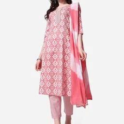 Berrylicious Ethnic Motifs Printed Pure Cotton Kurta with Trousers & Dupatta-2