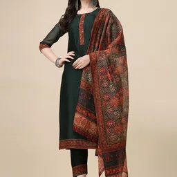 Berrylicious Ethnic Printed Beads Sequined Chanderi Cotton Kurta with Trousers & Dupatta-picture-29