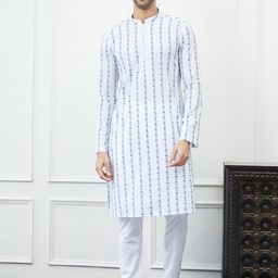 See Designs Ethnic Motifs Embroidered Chikankari Pure Cotton Kurta with Pyjamas-image-97