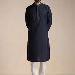 Manyavar Men Woven Design Thread Work Kurta with Pyjamas-image-72