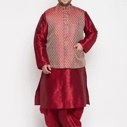 VASTRAMAY Men Maroon Kurta with Dhoti Pants-picture-56