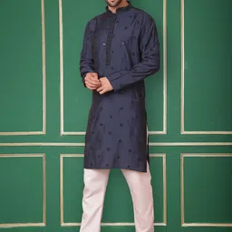Jompers Floral Embroidered Regular Chikankari Kurta with Pyjamas-picture-31
