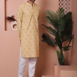 Jompers Embroidered Mandarin Collar Long Sleeves Kurta with Pyjamas-75