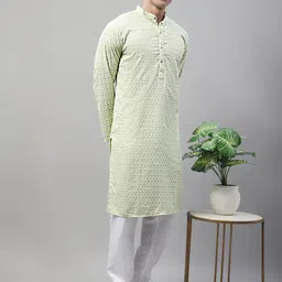 Jompers Ethnic Motifs Embroidered Chikankari Pure Cotton Kurta with Churidar-picture-52