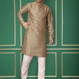 Jompers Embroidered Mandarin Collar Mirror Work Kurta with Pyjamas-picture-57