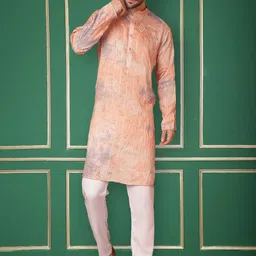 Jompers Geometric Embroidered Mandarin Collar Sequinned Straight Kurta With Pyjama-image-43