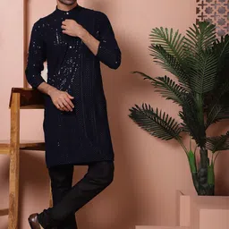 Jompers Embroidered Regular Sequinned Kurta with Pyjamas-70