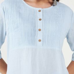 Bitterlime Yoke Design Regular Pure Cotton Kurta with Trouser image 2