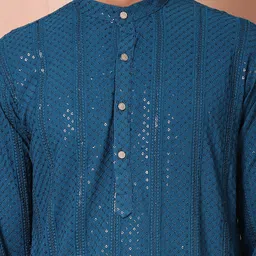 Jompers Ethnic Motifs Embroidered Regular Sequinned Kurta with Pyjamas image 4
