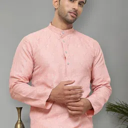 Anouk Pink Geometric Embroidered Thread Work Silk Cotton Regular Kurta with Pyjamas-22