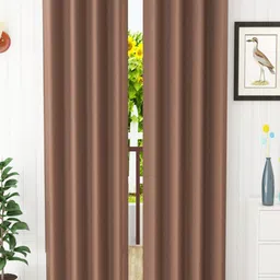 Homefab India Brown Set of 2 Black Out Door Curtains- 7 feet-46