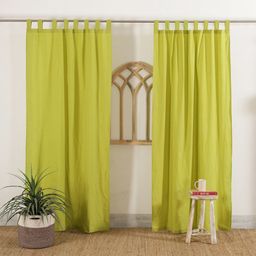 HANDICRAFT PALACE Lime Green Set of 2 Black Out Door Curtain-13