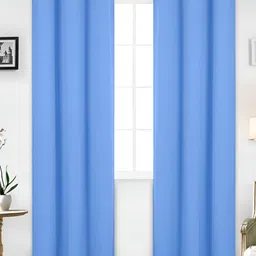 Dashing fabrics Blue Set of 2 Black Out Door Curtain-18
