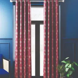 BIANCA Maroon & Yellow 2 Pieces Floral Thermal Insulated Noise Reducing Door Curtains-21