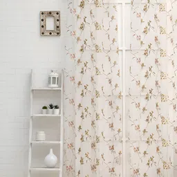 Ariana Green & White Embroidered Sheer Long Door Curtain-image-21