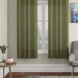HOSTA HOMES Green Set of 2 Striped Window Curtain-16