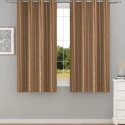 Raymond Home Brown 2 Pcs Striped Window Curtains-14