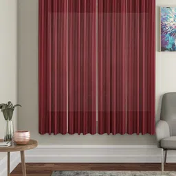 HOSTA HOMES Set Of 4 Maroon Striped Window Curtain-39