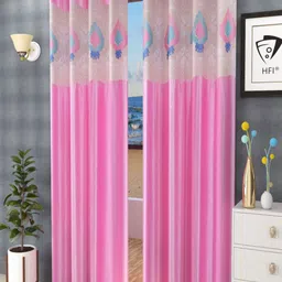 Homefab India Pink & Blue Set of 2 Sheer Door Curtain-image-85