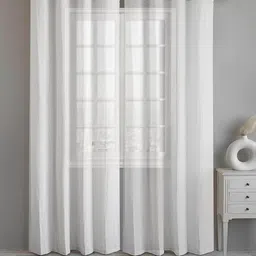 LINENWALAS Happy Sleeping 2 Pcs White Cotton Sheer Door Curtain-image-73