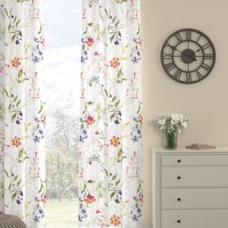 ROSARA HOME White & Blue Single Sheer Door Curtain-58