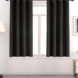 AEROHAVEN Black 2 Pcs Room Darkening Eyelet Window Curtains-image-2