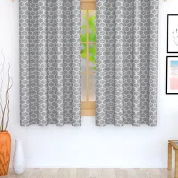 Story@home Set of 2 Grey Geometric Print Room Darkening Window Curtain-17