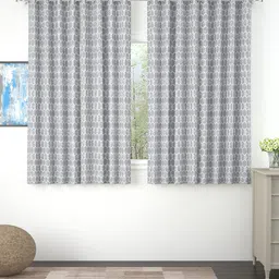 Story@home Set of 4 Grey Geometric Print Room Darkening Window Curtain-8