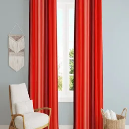 Homefab India Maroon & Red Set of 2 Colourblocked Room Darkening Window Curtain-5