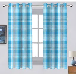 Airwill Blue & Whit 2Pcs Geometric  Room Darkening Window Curtain-image-72