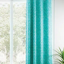 BIANCA Sea Green Geometric Room Darkening Window Curtain-68