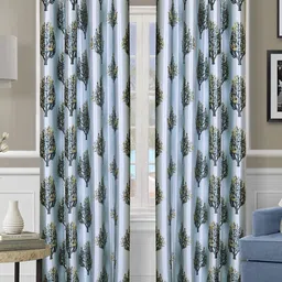ROMEE Blue & Green Set of 2 Floral Room Darkening Door Curtain-8