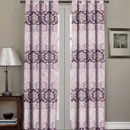 RRC Pink & Maroon Set of 2 Floral Room Darkening Door Curtain-image-14