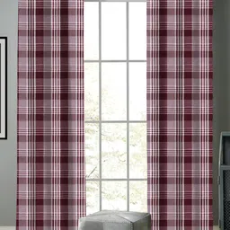 Airwill Maroon & White 2 Pieces Geometric Printed Room Darkening Door Curtain-25