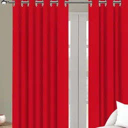 Airwill Orange Coloured 2 Pcs Room Darkening Cotton Door Curtain-image-59